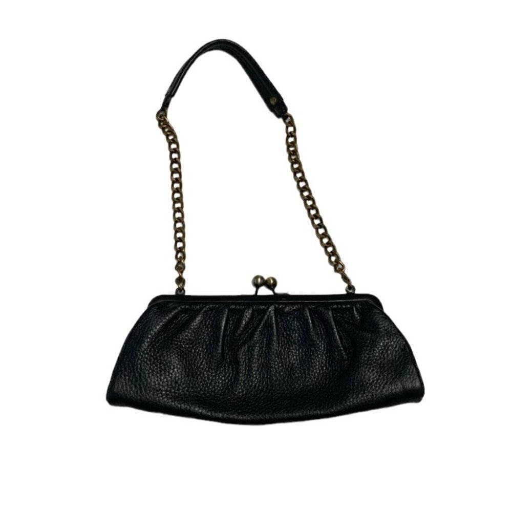 TALBOTS Pebbled Leather Clutch with gold chain